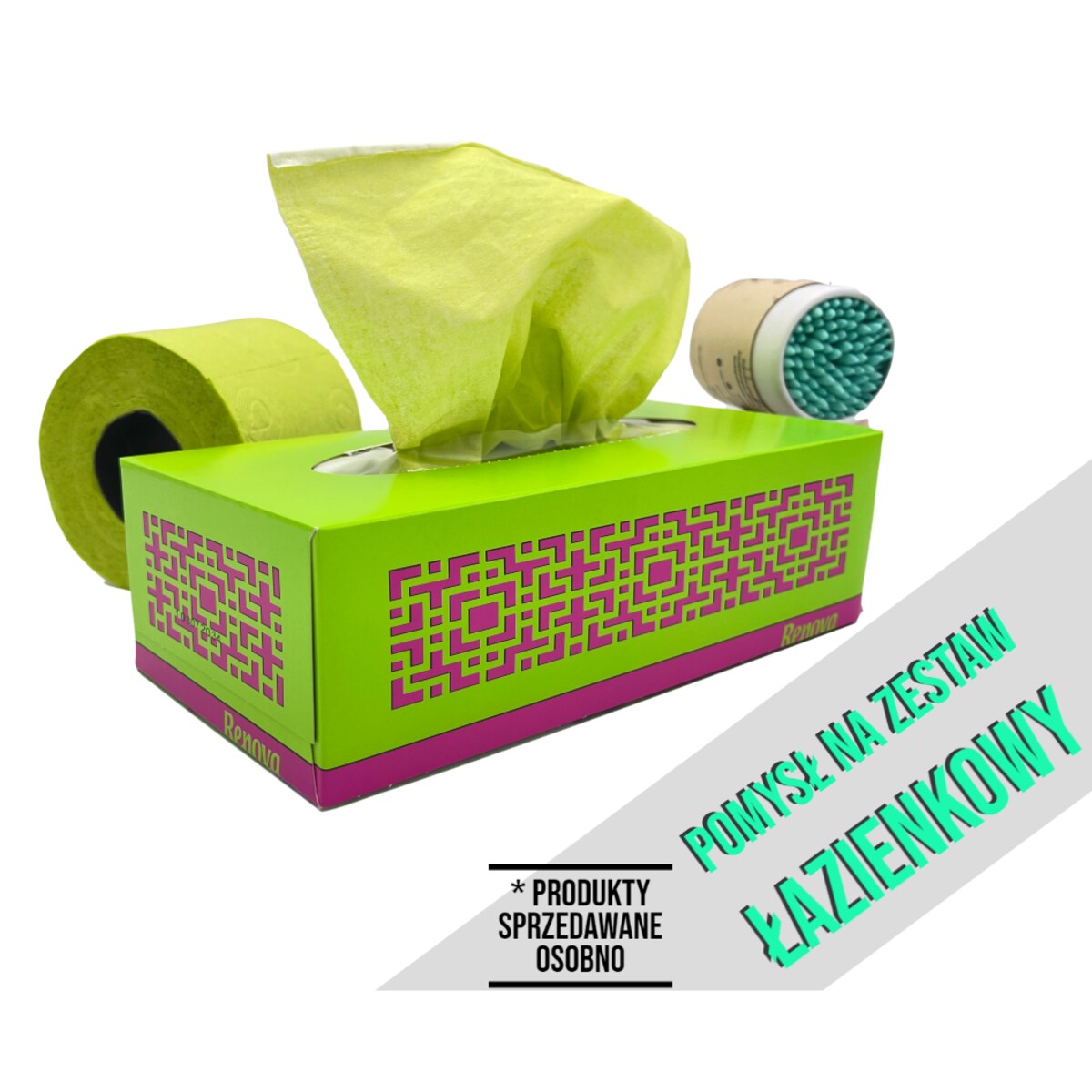 Wyciągane chusteczki higieniczne Renova zielone 80szt