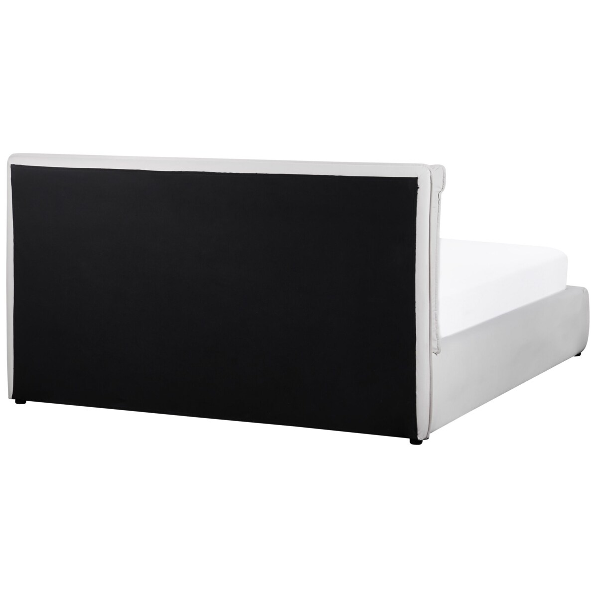 Łóżko z pojemnikiem welurowe 160 x 200 cm złamana biel BAJONNA