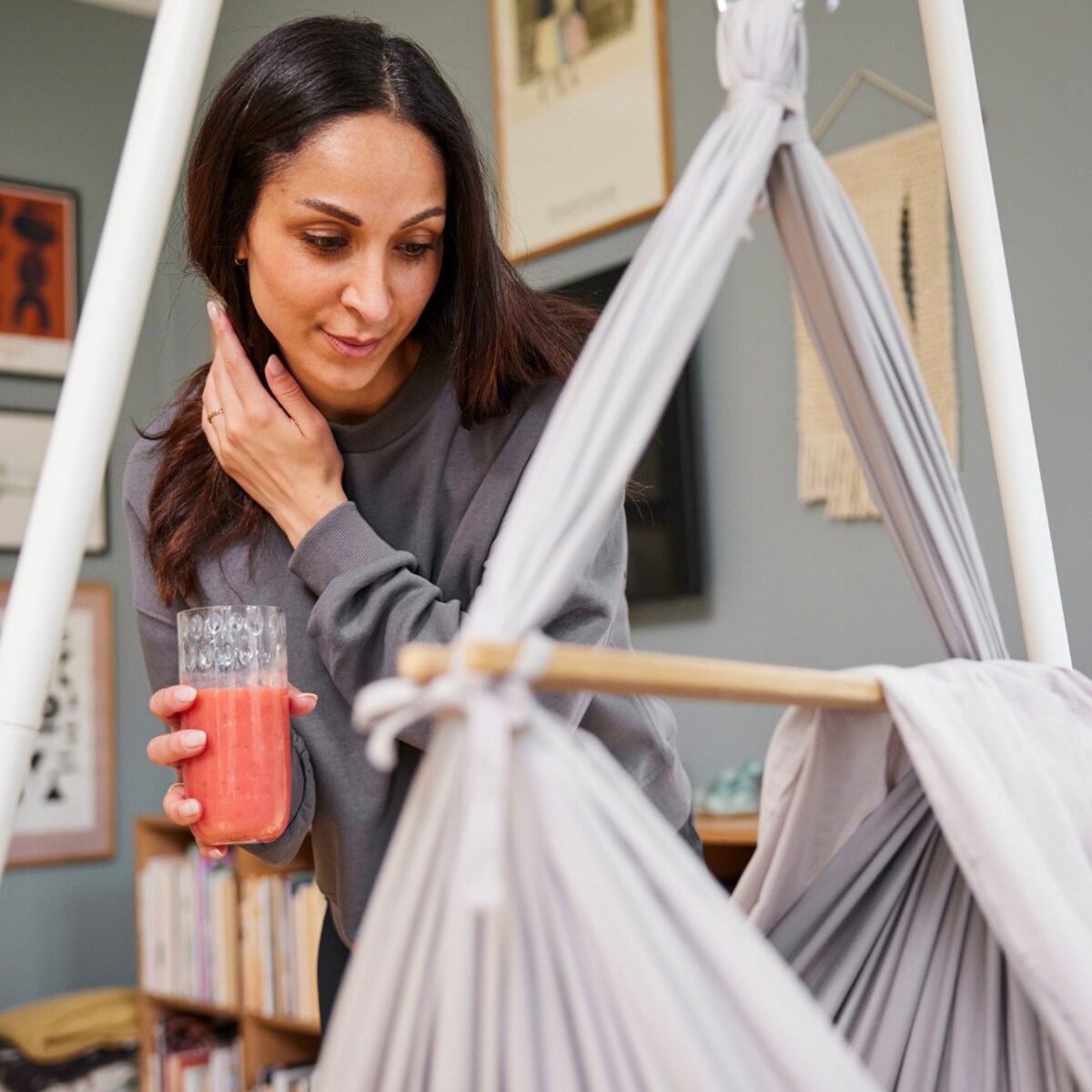 Hamak-huśtawka dla dzieci Premium - szara