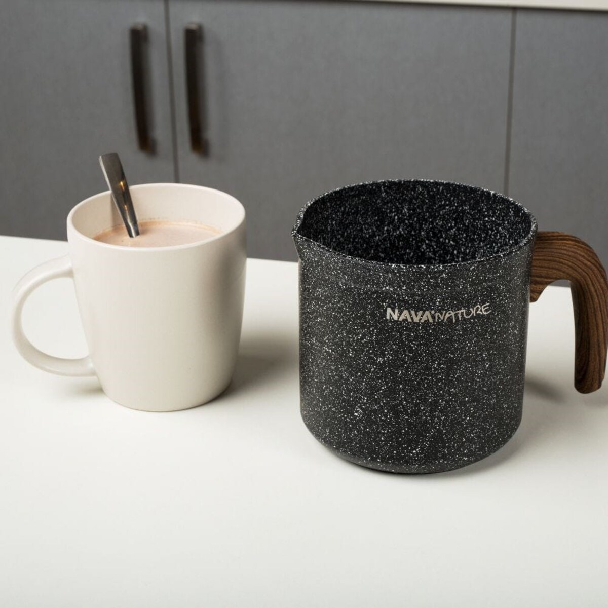 Garnek do mleka Rondel Granitowy na mleko 1 l Nature Garnuszek na Budyń Krem