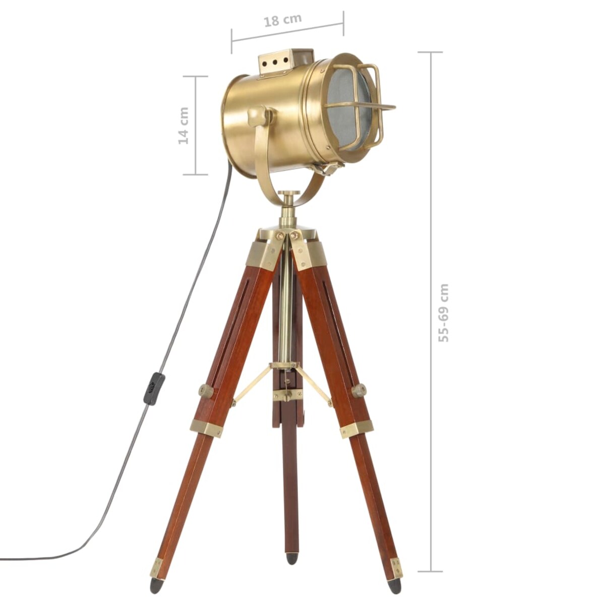 vidaXL Lampa podłogowa na trójnogu, lite drewno mango, 69 cm