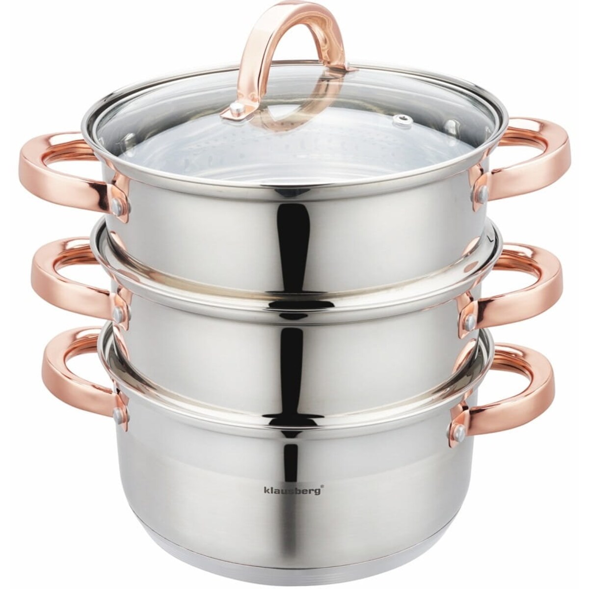 Zestaw garnków do gotowania na parze 20cm 4 elementy Parowar Rose Gold KLAUSBERG