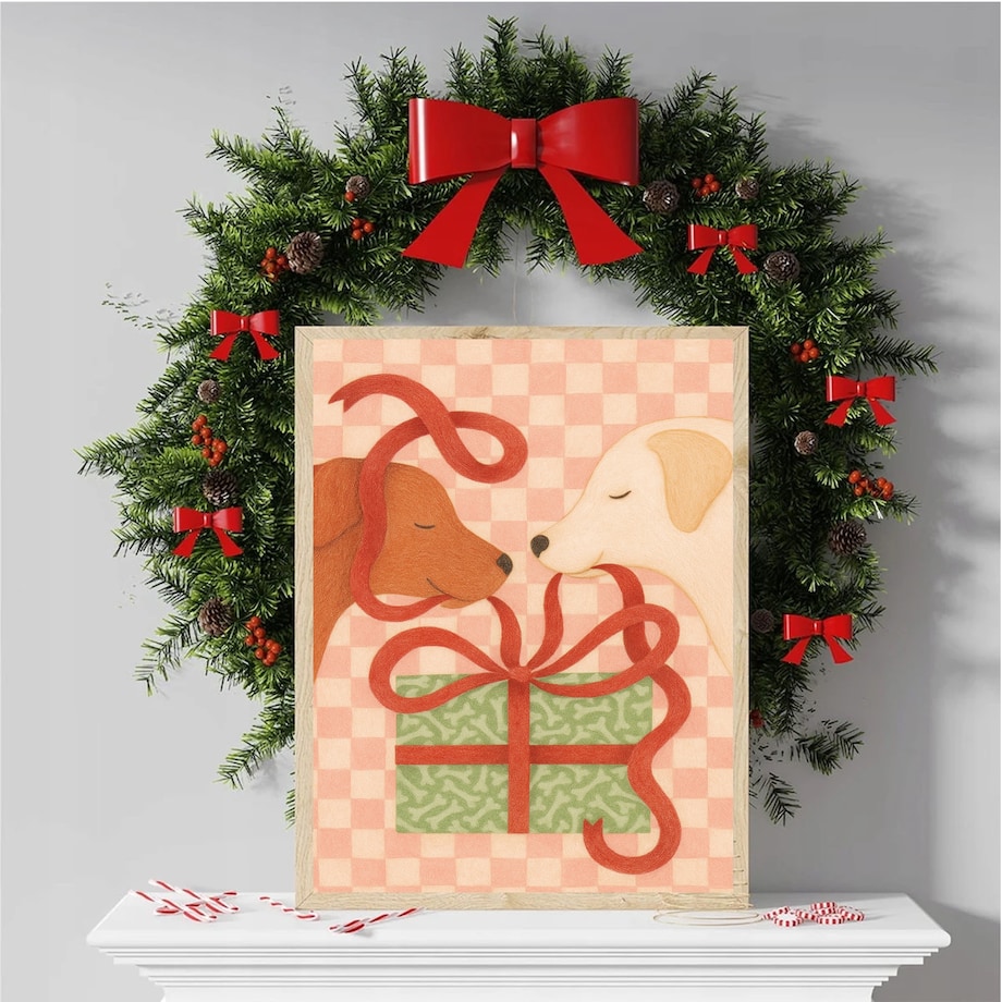 Poster Story, Plakat, Obraz - Psy Dzielące się Prezetem, wymiary 21 x 30 cm