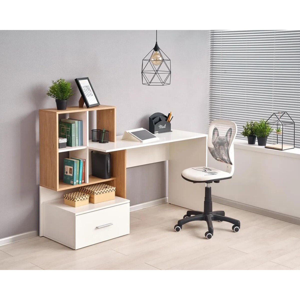 Biurko GROSSO dąb złoty/białe