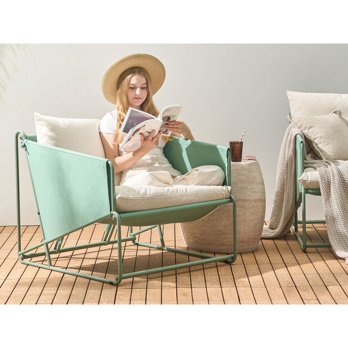 Zestaw ogrodowy dla 3 osób PONTE Metal Zielony