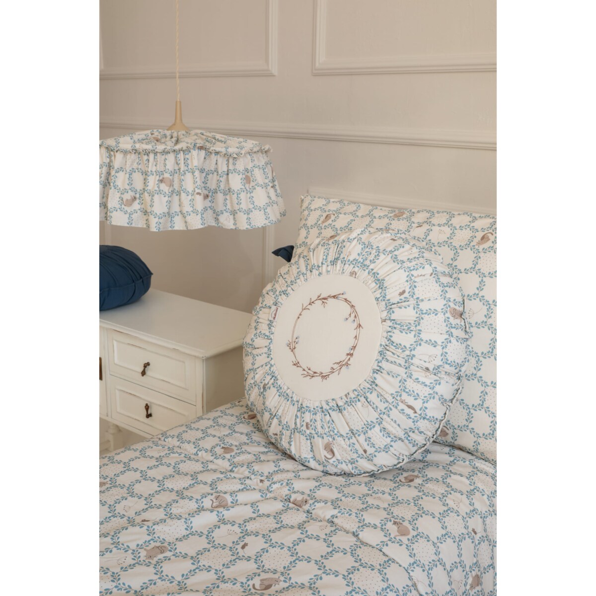 Abażur bawełniany Blue Cottage