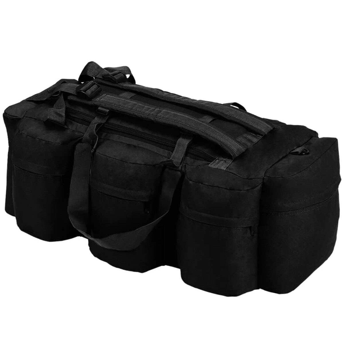 vidaXL Torba wojskowa 3-w-1, worek w stylu militarnym, 90 L, czarna