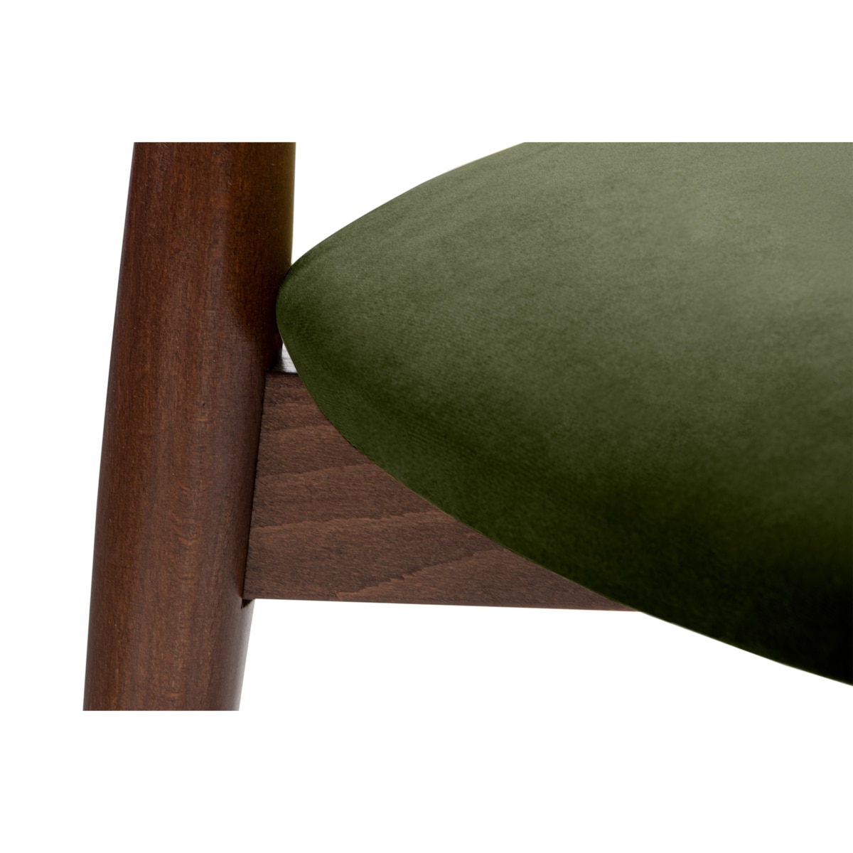KONSIMO RABI drewniane krzesło orzech zielony welur