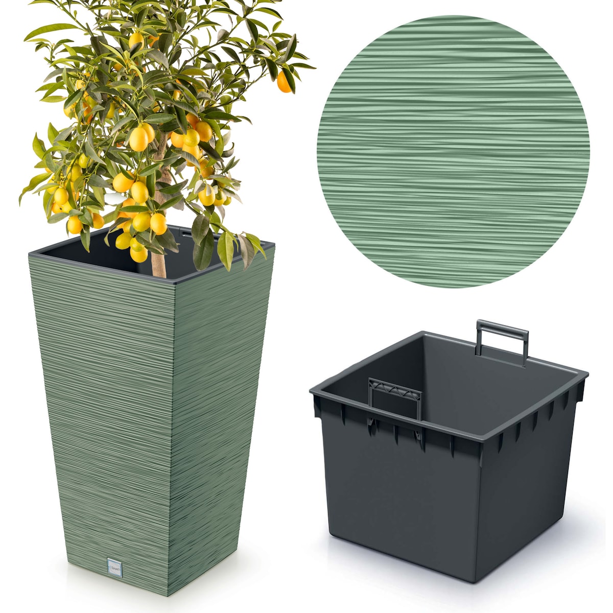 Doniczka Donica Ogrodowa 34,5 Cm Kwadratowa Na Taras Do Ogrodu Domu Zielona