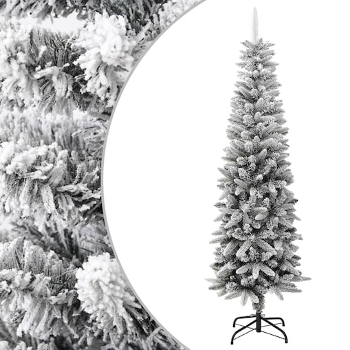 vidaXL Sztuczna, smukła choinka pokryta śniegiem, 180 cm, PVC i PE