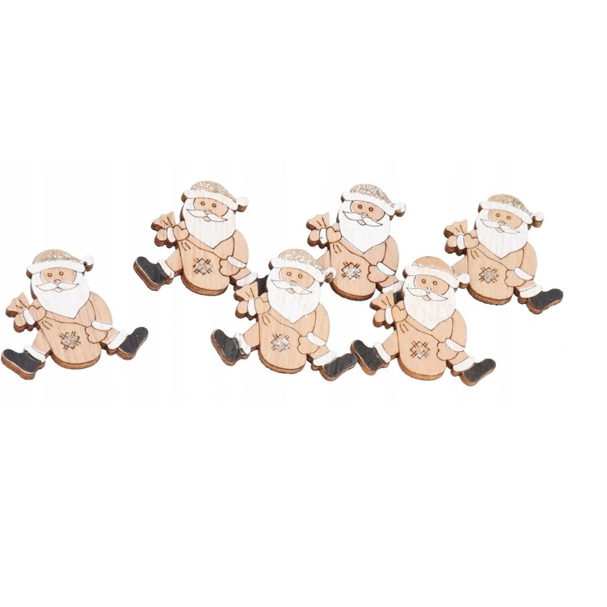 Mikołaj Gwiazdor Drewniany Na Przylepcu 6Szt 3,2Cm