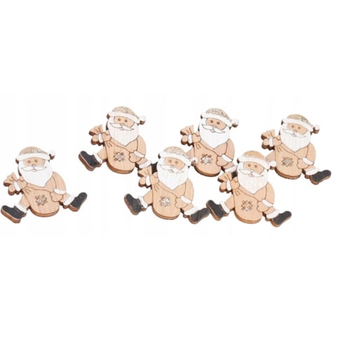 Mikołaj Gwiazdor Drewniany Na Przylepcu 6Szt 3,2Cm