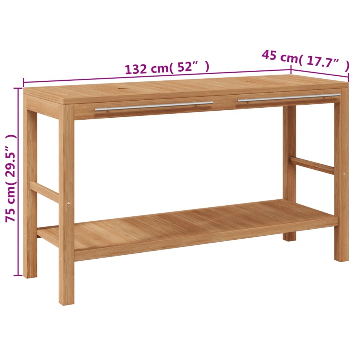vidaXL Szafka łazienkowa z kamiennymi umywalkami, drewno tekowe