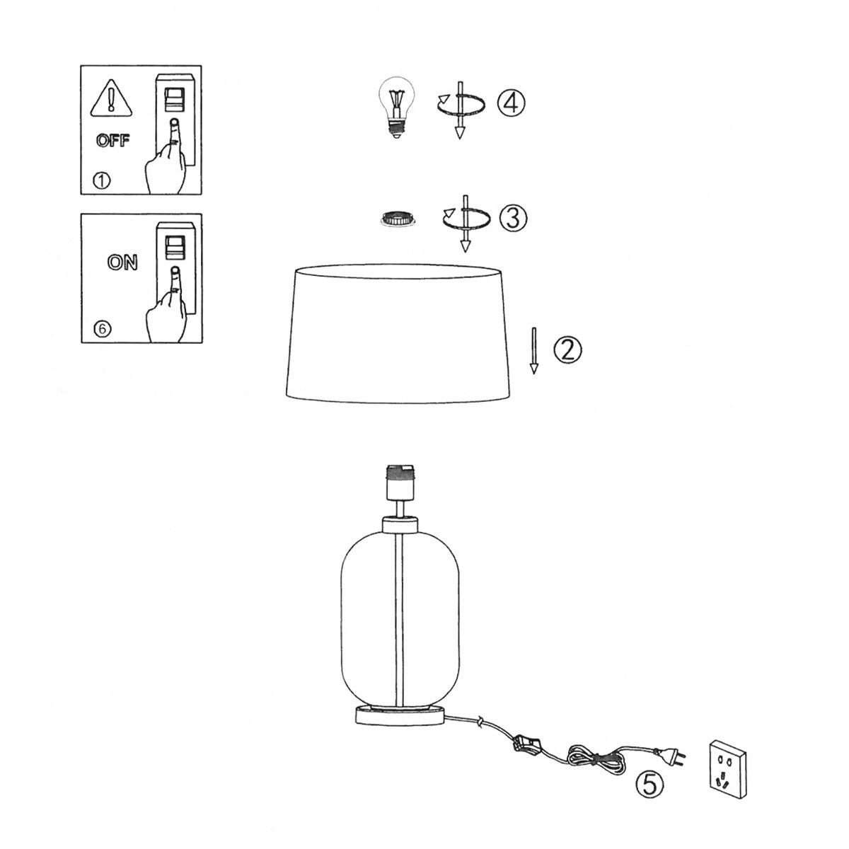 Abażurowa lampka stołowa Amur LP-919/1T transparent Light Prestige czarna