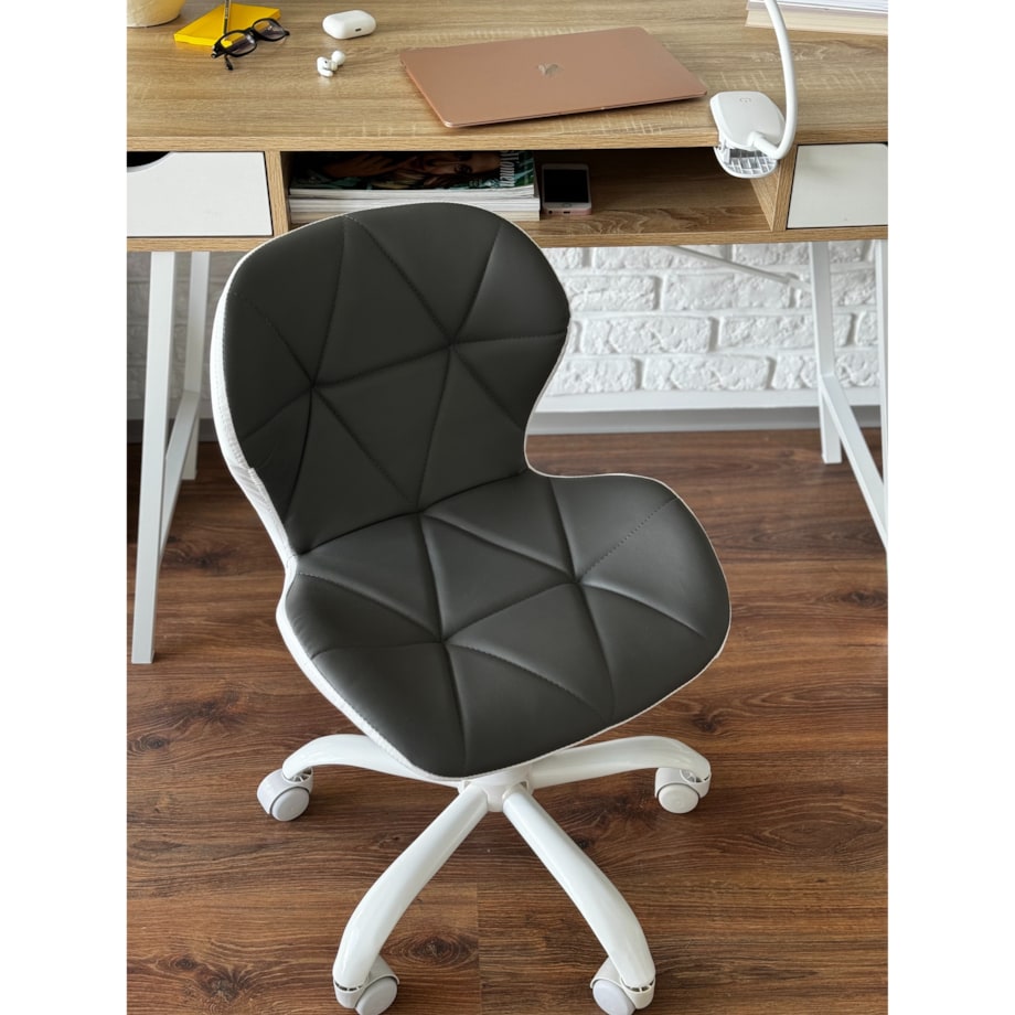 Krzesło obrotowe ekoskóra ENDO szaro-białe