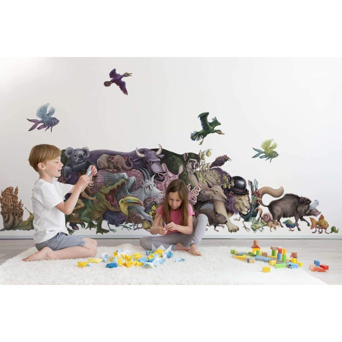 Zestaw naklejek na ścianę, Magiczne stworzenia, 130cm