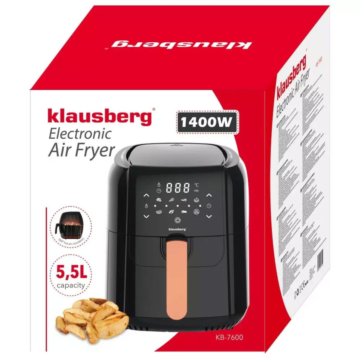Frytownica beztłuszczowa 5.5L 1400W frytkownica KLAUSBERG Air Fryer