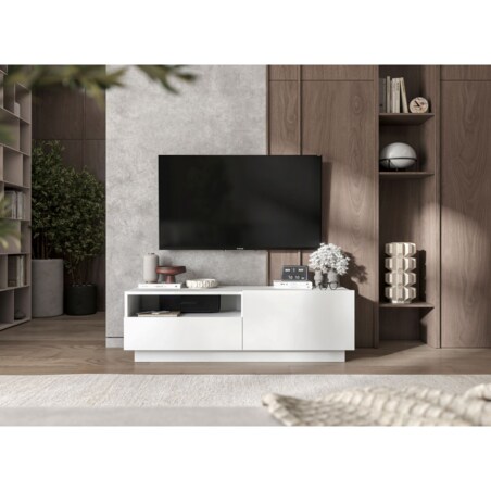 Szafka RTV Komoda Loft Biały MAT stojąca / wisząca szuflada 120 cm