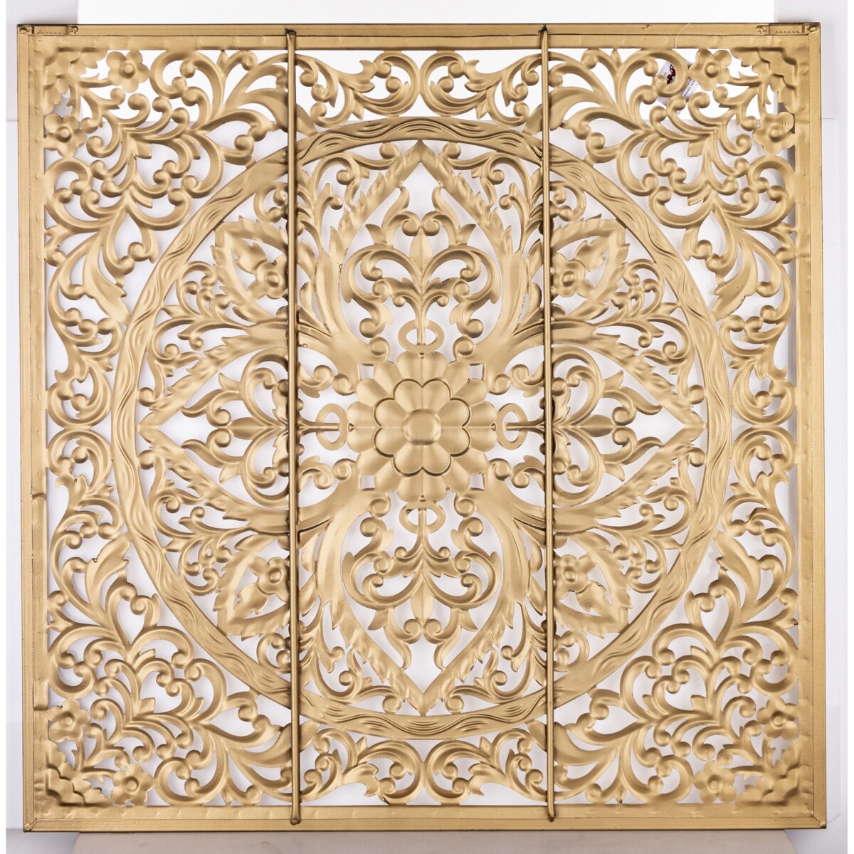 Dekoracja ścienna metalowa 80x80x2 cm ROZETA złota