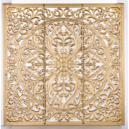 Dekoracja ścienna metalowa 80x80x2 cm ROZETA złota