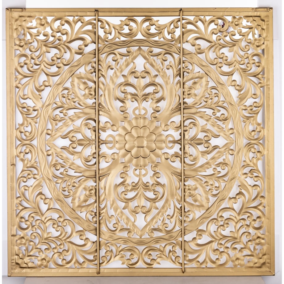Dekoracja ścienna metalowa 80x80x2 cm ROZETA złota