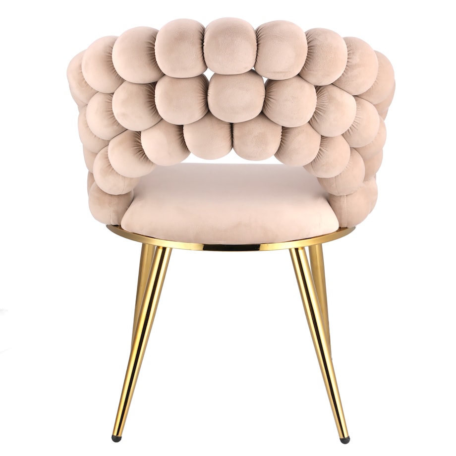 Krzesło tapicerowane welurowe BELLA beżowe
