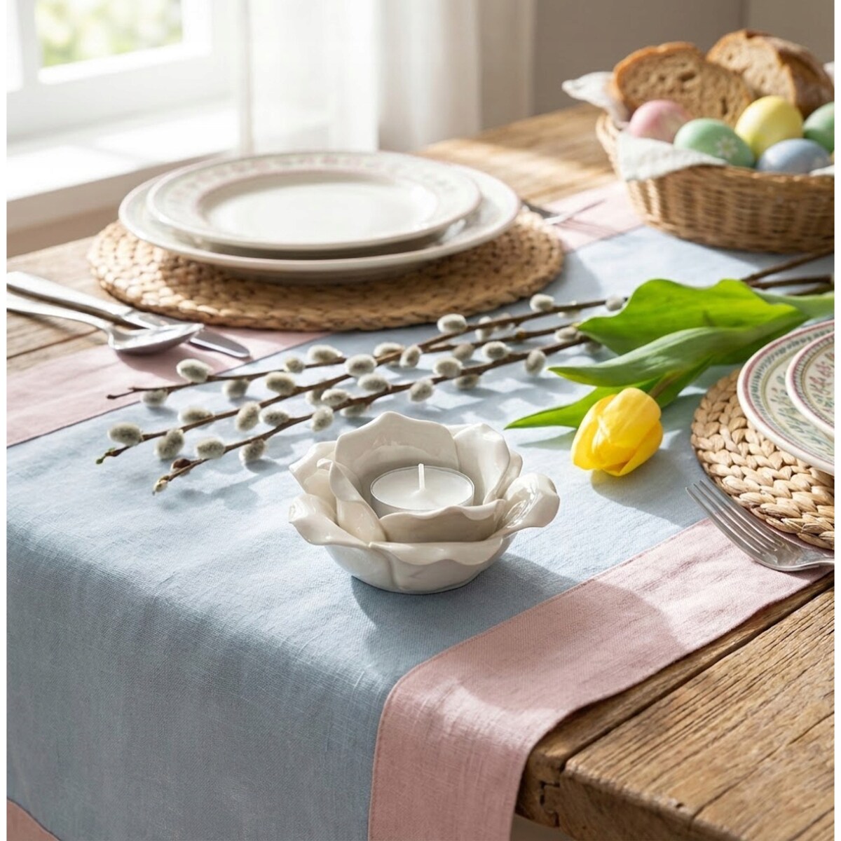 ŚWIECZNIK NA TEALIGHT KWIAT CERAMICZNY BIAŁY OZDOBA DEKORACJA NA PREZENT