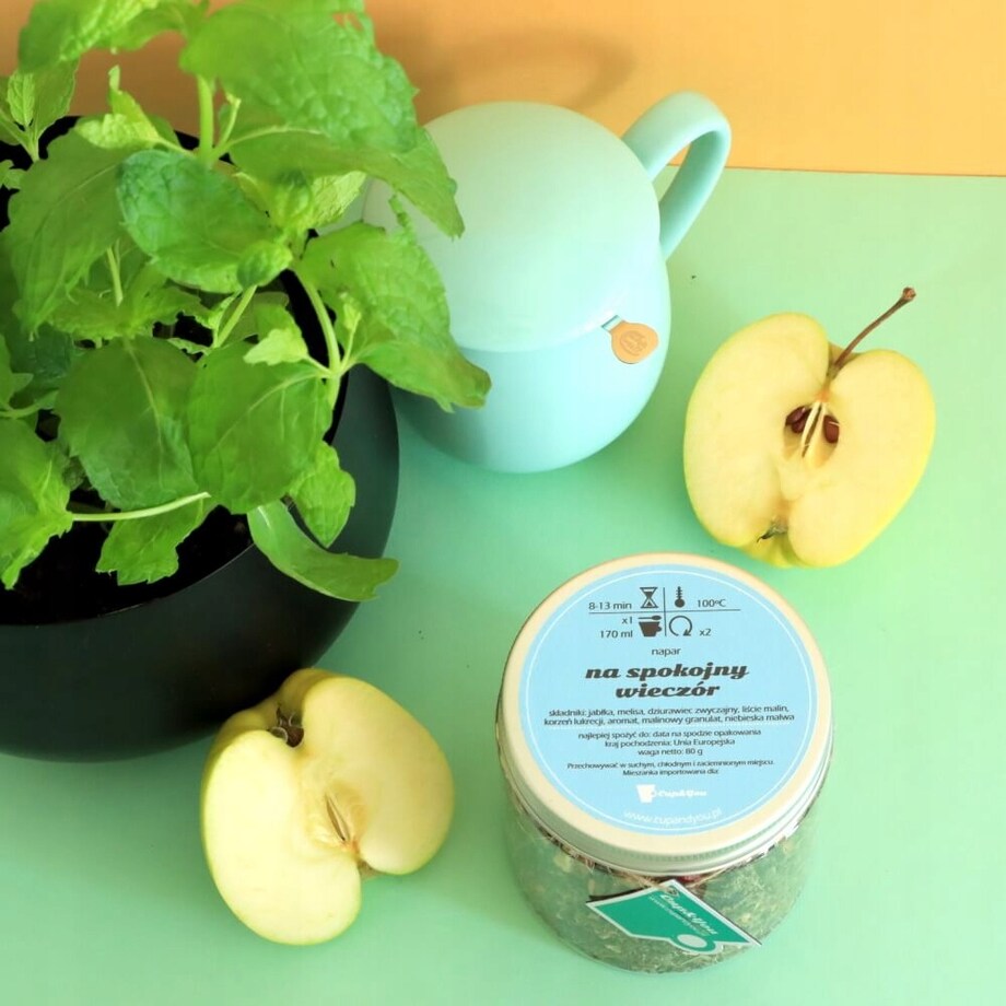 Herbata ziołowa NA SPOKOJNY WIECZÓR o smaku poziomkowym PREMIUM Cup&You - herbata liściasta sypana mieszanka napar susz - gotowa na prezent upominek