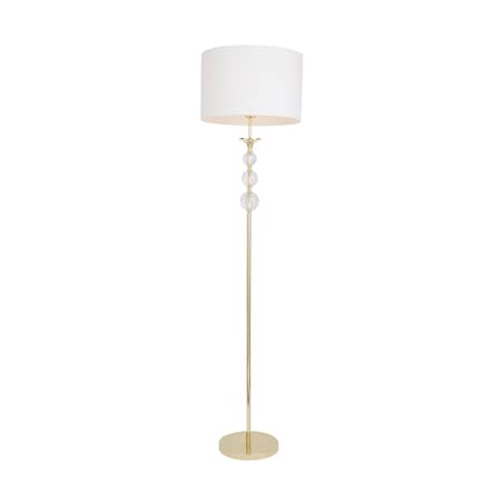 Podłogowa lampa abażurowa Rea stojąca do salonu biała złota