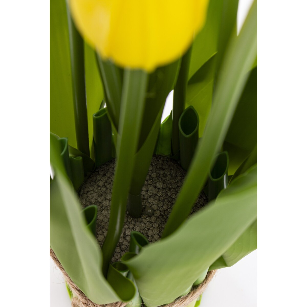 Dekoracja - bukiet sztucznych kwiatów 38x16x16 cm TULIPANY żółte