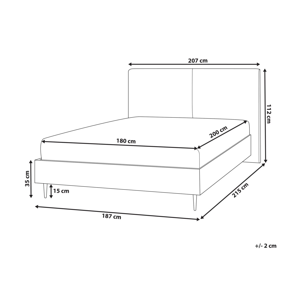 Łóżko tapicerowane 180 x 200 cm szare IZERNORE