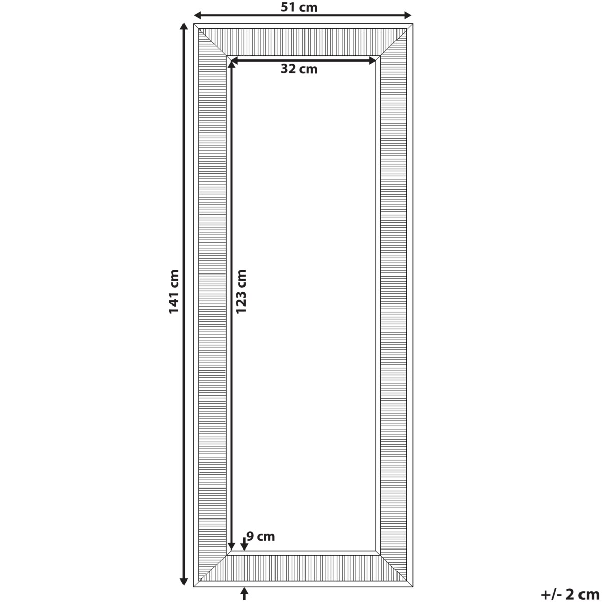 Lustro ścienne CASSIS 51 cm 141 cm Złoty