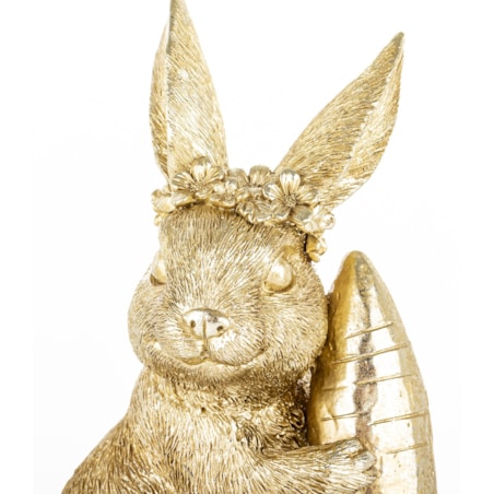 Figurka - złota króliczka z marchewką 21x14x8,5 cm KAROTO