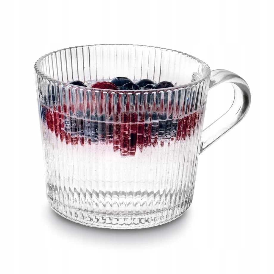 6x 400 ml KUBEK FILIŻANKA szklanka w paski na herbatę kawę latte desery