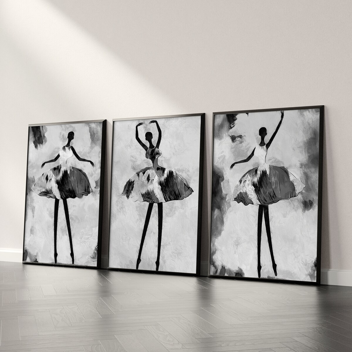 ZESTAW 3X PLAKAT W RAMIE DO SALONU BALETNICE BETON ABSTRAKCJA KOBIETY 60x80cm