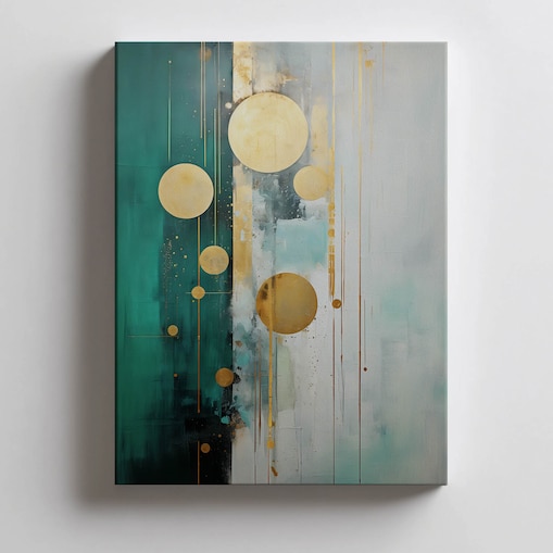 Kompozycja w Zielonych Tonacjach, 40x50 cm, bez ramy, płótno premium na blejtramie