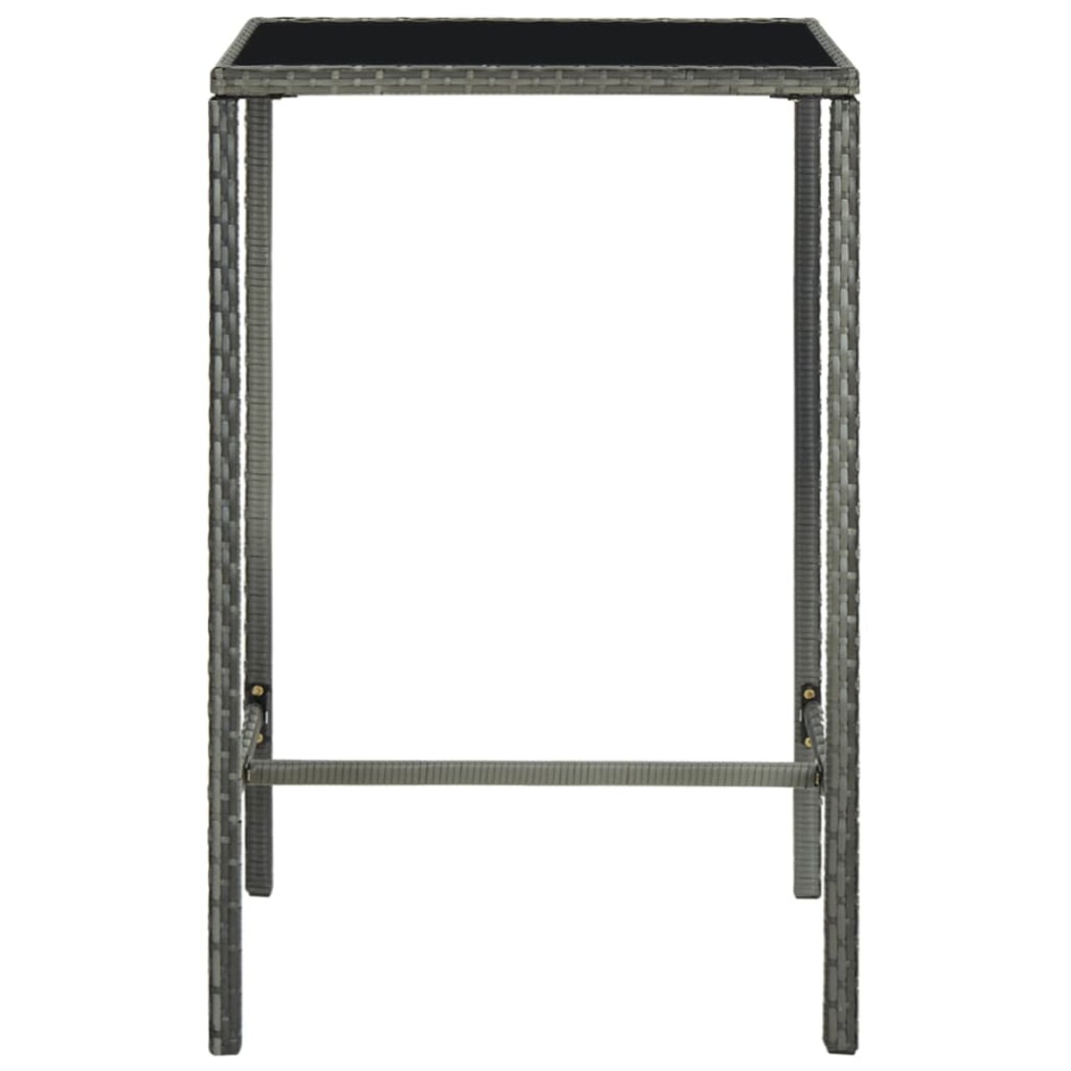 vidaXL Ogrodowy stolik barowy, szary, 70x70x110 cm, rattan PE i szkło