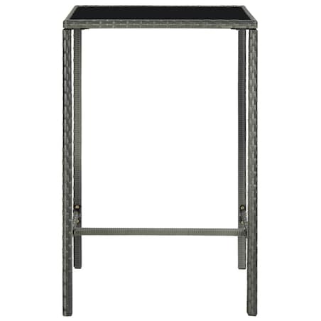 vidaXL Ogrodowy stolik barowy, szary, 70x70x110 cm, rattan PE i szkło