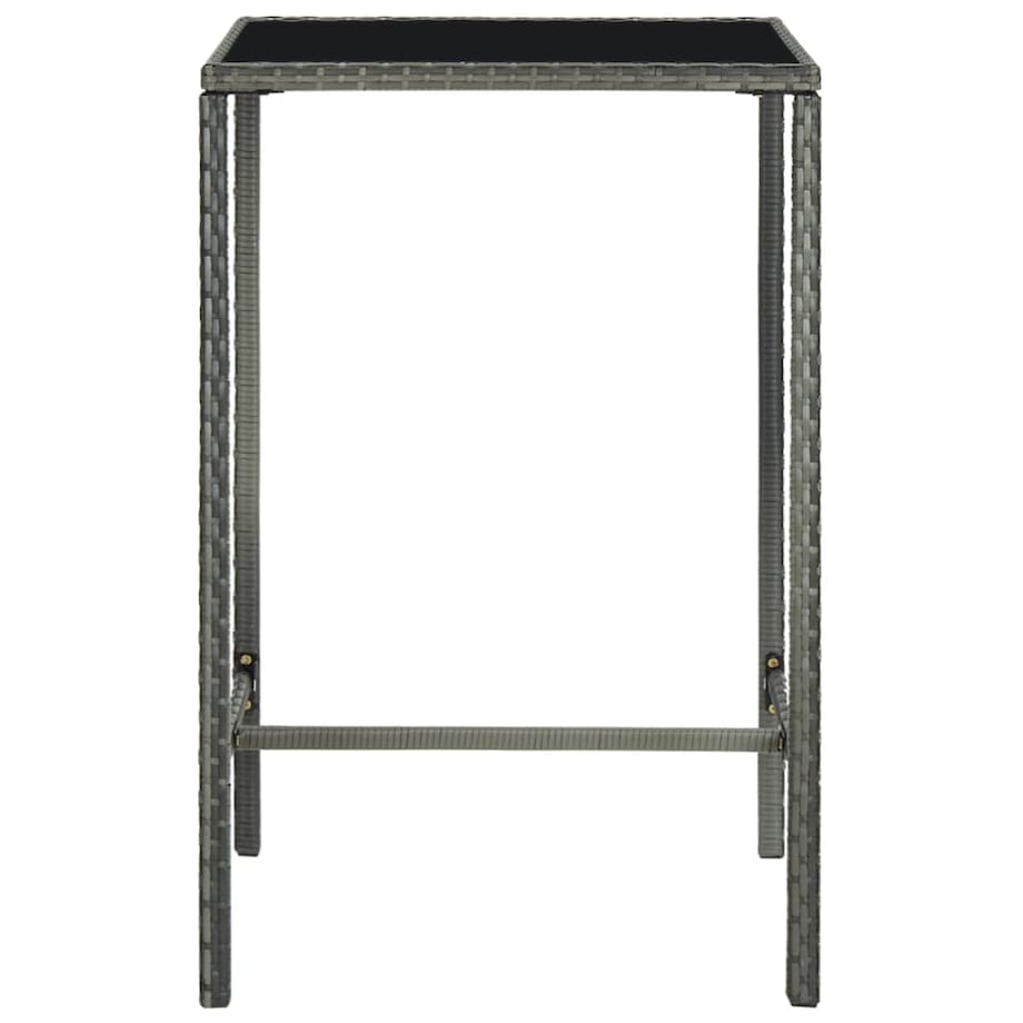 vidaXL Ogrodowy stolik barowy, szary, 70x70x110 cm, rattan PE i szkło