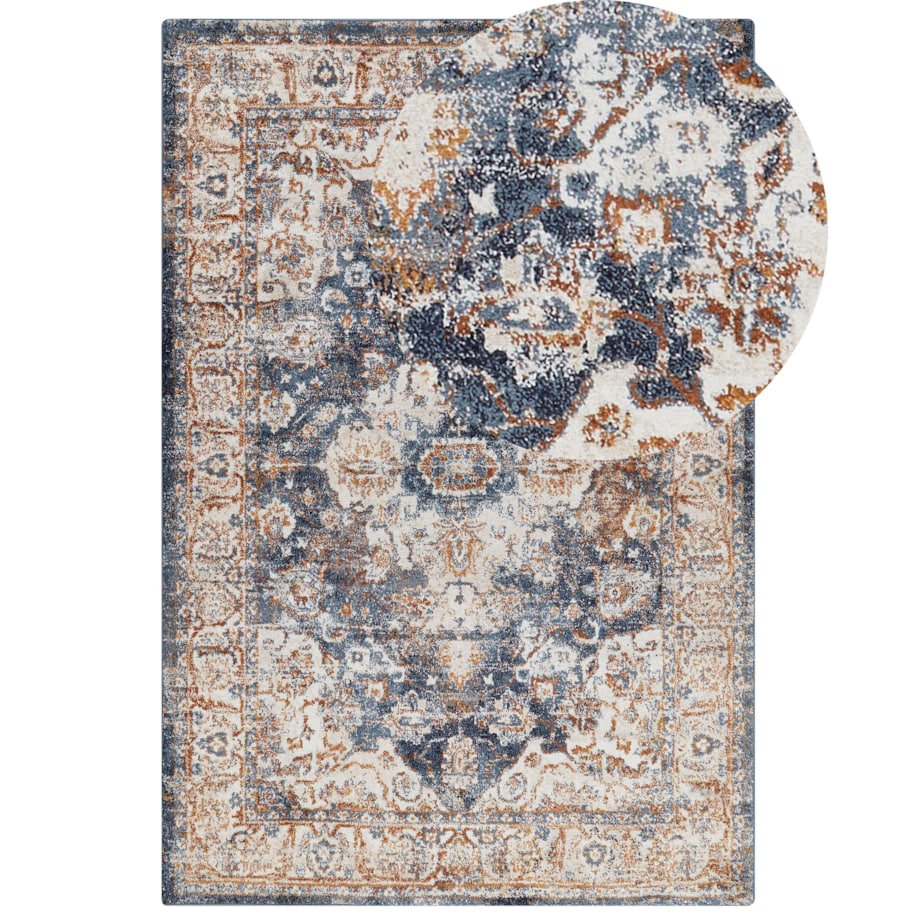 Dywan 200 x 300 cm beżowy z niebieskim DVIN