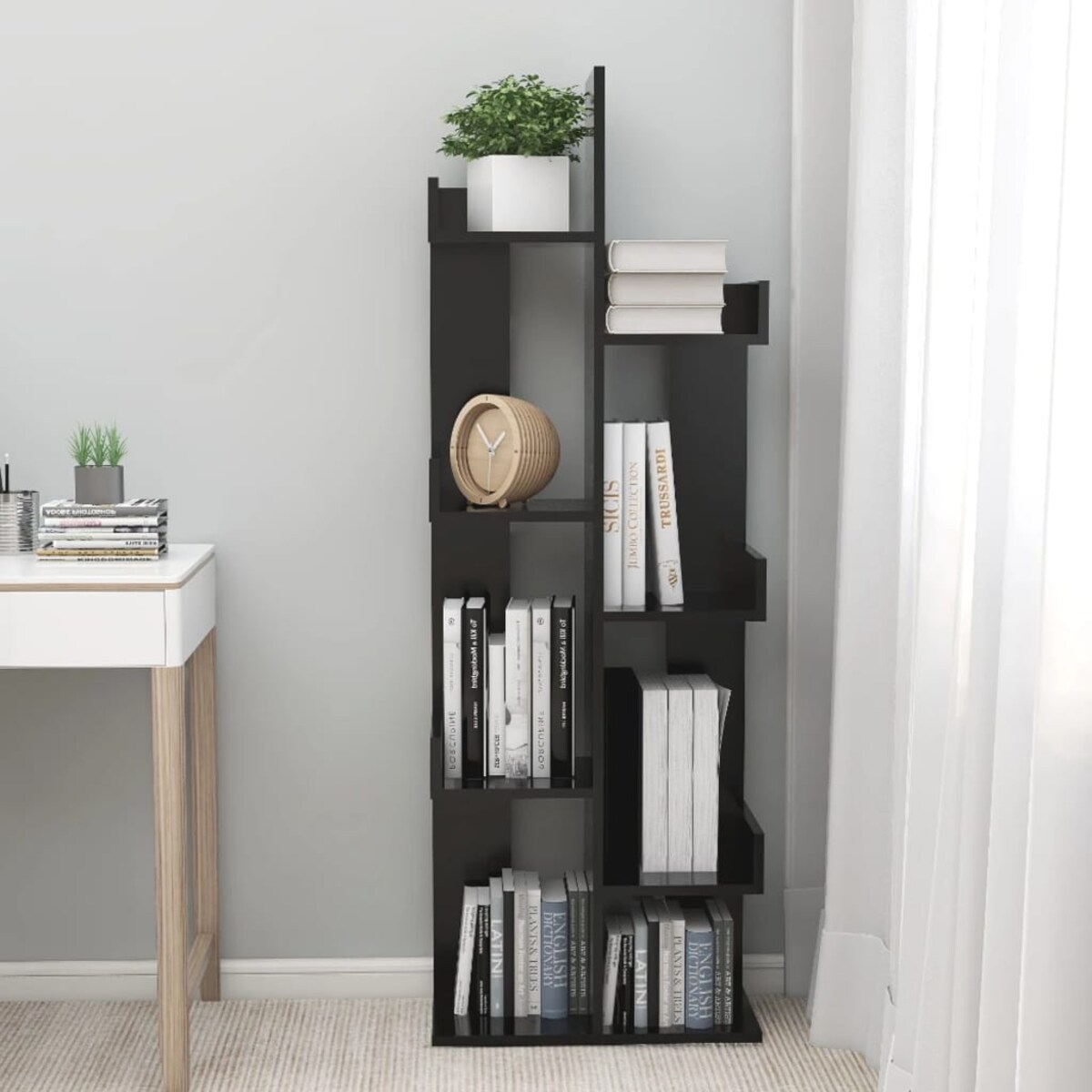 vidaXL Regał na książki, czarny 48x25,5x140 cm materiał drewnopochodny