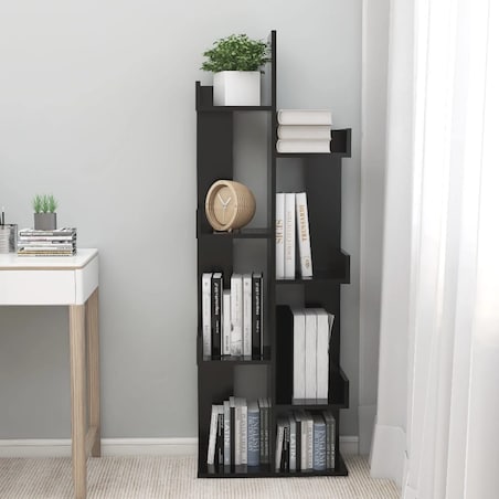 vidaXL Regał na książki, czarny 48x25,5x140 cm materiał drewnopochodny