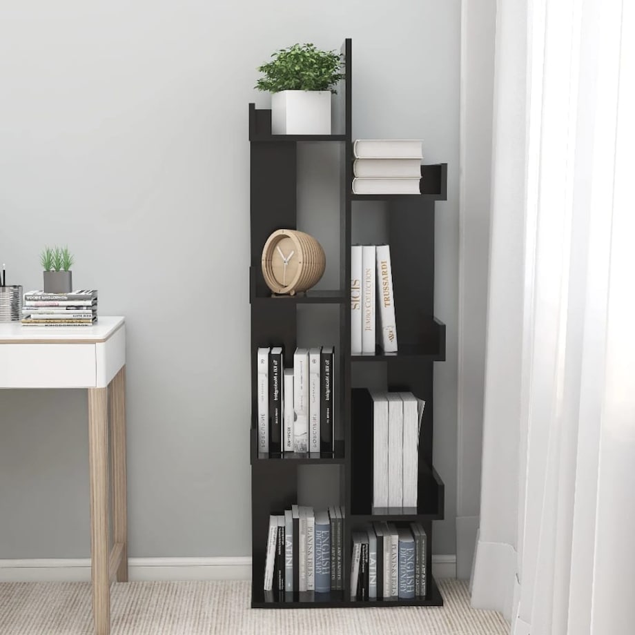 vidaXL Regał na książki, czarny 48x25,5x140 cm materiał drewnopochodny