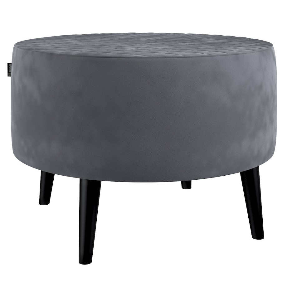Podnóżek okrągły pikowany, grafitowy szary, Ø60 x 40 cm, Velvet