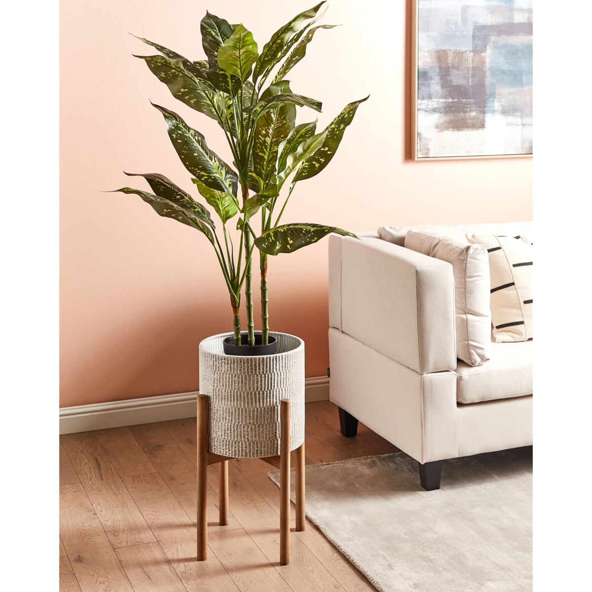 Doniczka na stojaku 30 x 30 x 59 cm szara PINSAPO