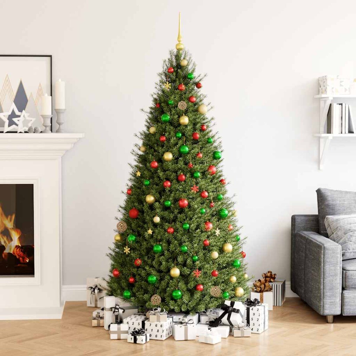 vidaXL 112-cz. zestaw ozdób świątecznych, czerwono-zielono-złoty