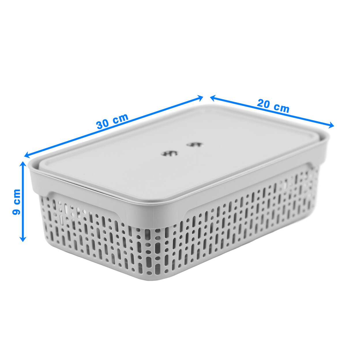 Koszyk Koszyczek Ażurowy M Plastikowy Na Kosmetyki Do Łazienki Pojemnik Z Pokrywką Zamykany Z Dziurkami Jasnoszary