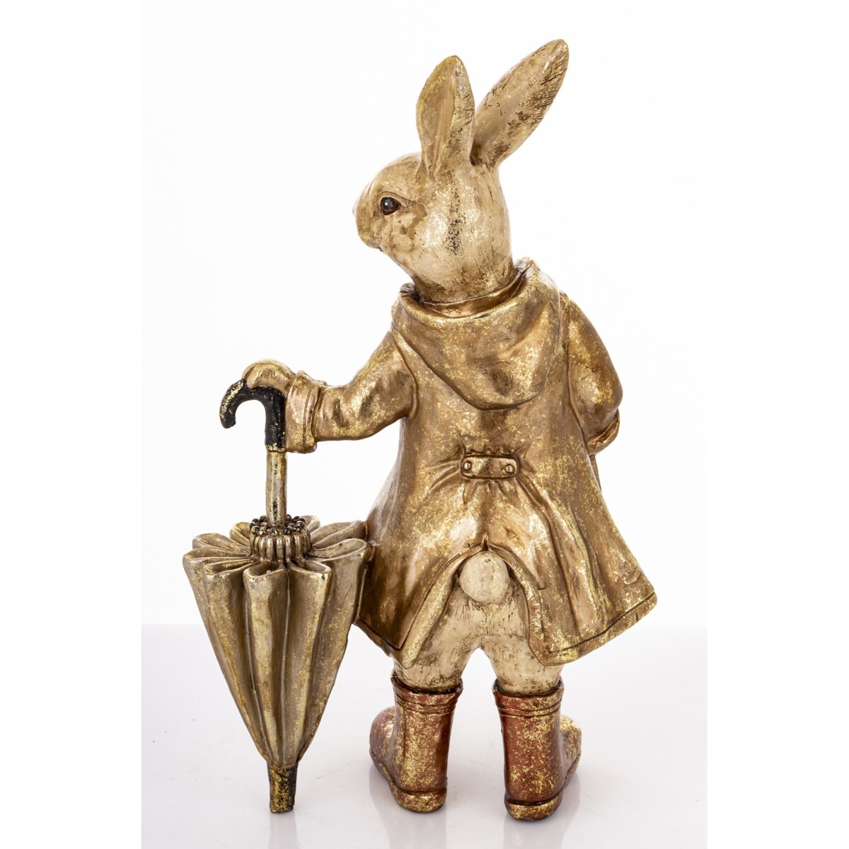 Dekoracja - królik z parasolem 32,5x19x11 cm MALJUNA w złotym płaszczu