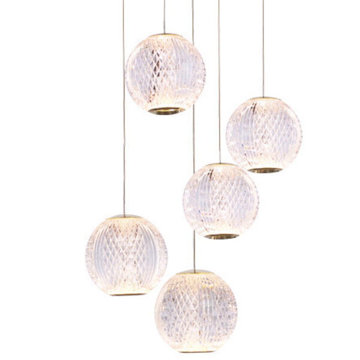 Wisząca LAMPA kaskada ROSARIO PND-12220121-5A-GD Italux szklana OPRAWA zwis LED 21W 3000K glamour przezroczysty