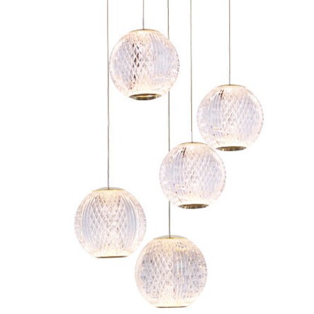 Wisząca LAMPA kaskada ROSARIO PND-12220121-5A-GD Italux szklana OPRAWA zwis LED 21W 3000K glamour przezroczysty